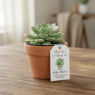 Succulous Baby Shower "Tack for Baby Bloom" Presentetikett