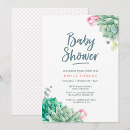 Succulous blommigts Girl Baby Shower-inbjudan Inbjudningar