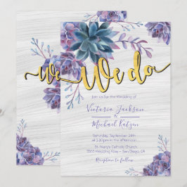 Succulous Gold Foil Watercolor Wedding-inbjudninga Inbjudningar