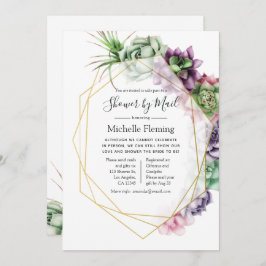 Succulric Geometric Möhippa eller Baby Shower by M Inbjudningar