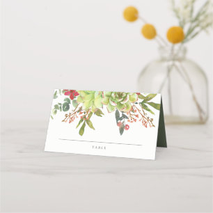 Succuls Blommigt Red Watercolor Bröllop Placeringskort