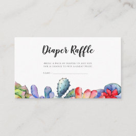 Succuls cactus Baby dusch Diaper Raffle Card Tilläggskort