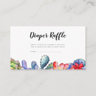Succuls cactus Baby dusch Diaper Raffle Card Tilläggskort