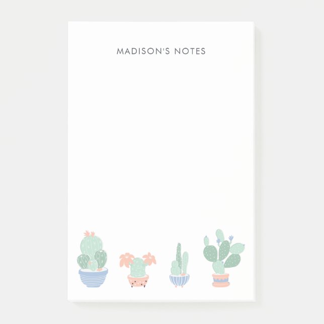 Succuls Cactus Illustration Cute Post-it Notes (Framsida)