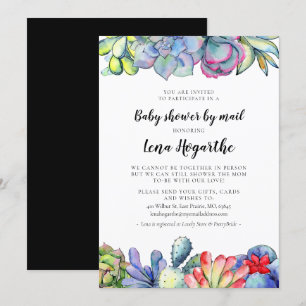 Succuls cactus vattencolor Baby Shower per mail Inbjudningar