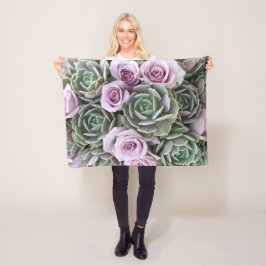 Succult Echeverias och Rosor Fleece Blanket