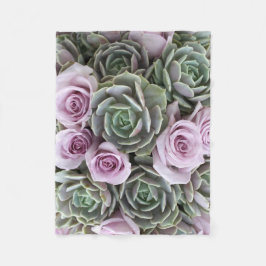 Succult Echeverias och Rosor Fleece Blanket