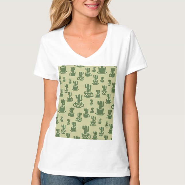 Succultus silhouette i kopp och pots T-Sh T Shirt (Framsida)