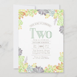 Succulus Bliss Watercolor | FÖDELSEDAGSFEST INBJUD Inbjudningar