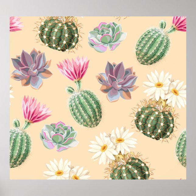 Succulus Cactus: High Detail Mönster Poster (Framsidan)