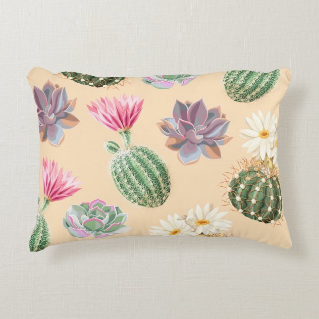 Succulus Cactus: High Detail Mönster Prydnadskudde (Framsidan)
