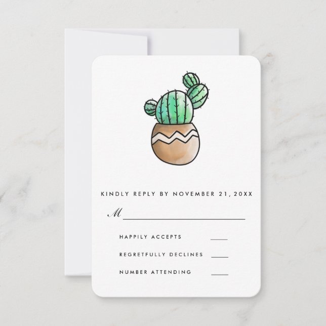 Succulus Cactus Rustic Minimal Bröllop OSA Kort (Framsida)