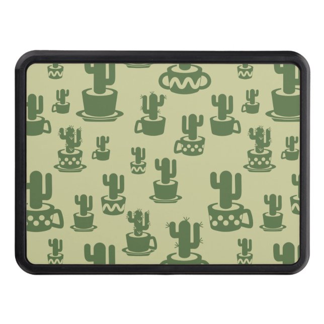 Succulus cactus silhouette i kopp och pots dragkroksskydd (Framsidan)