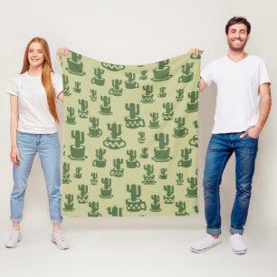 Succulus cactus silhouette i kopp och pots fleecefilt
