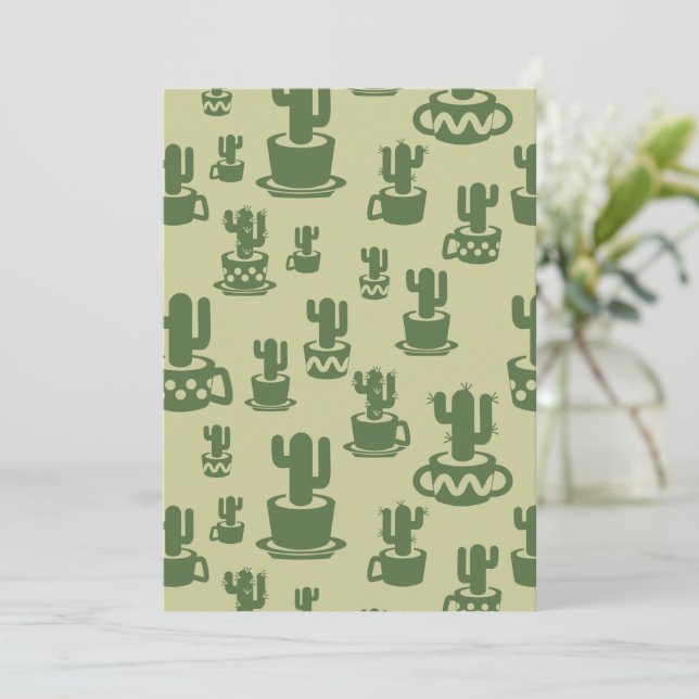 Succulus cactus silhouette i kopp och pots julkort (Stående Fram)