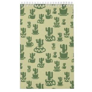 Succulus cactus silhouette i kopp och pots kalender