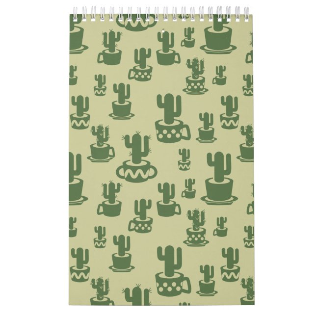 Succulus cactus silhouette i kopp och pots kalender (Omslag)