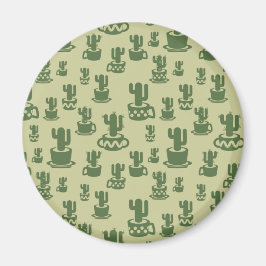 Succulus cactus silhouette i kopp och pots magnet