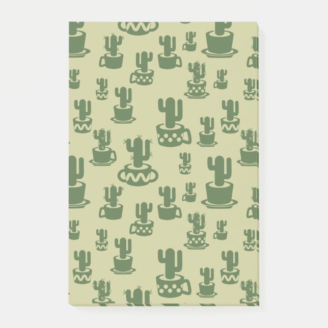 Succulus cactus silhouette i kopp och pots post-it block (Framsida)