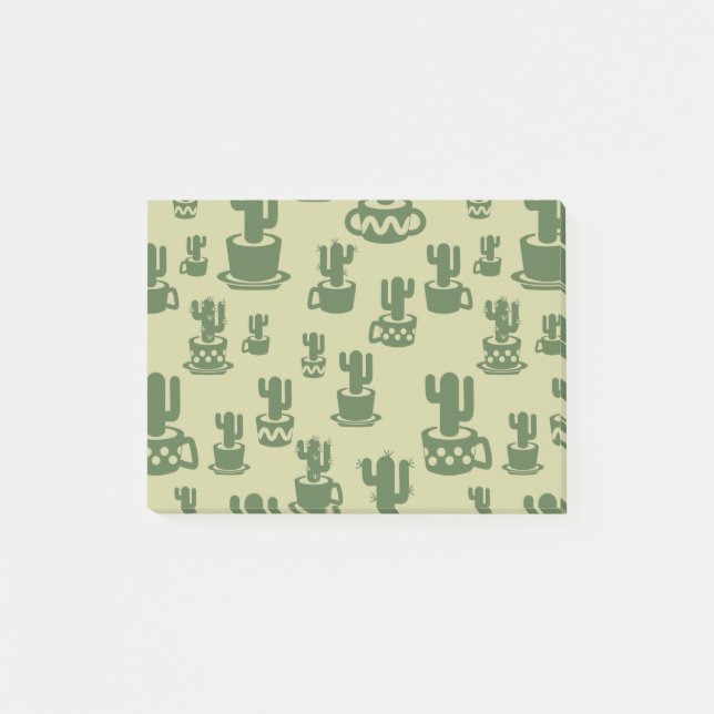 Succulus cactus silhouette i kopp och pots post-it block (Framsida)