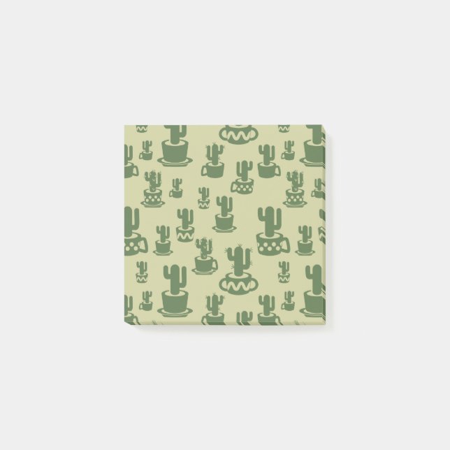 Succulus cactus silhouette i kopp och pots post-it block (Framsida)