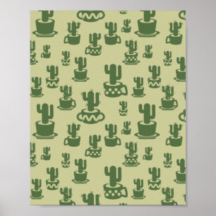 Succulus cactus silhouette i kopp och pots poster