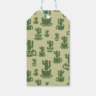 Succulus cactus silhouette i kopp och pots presentetikett