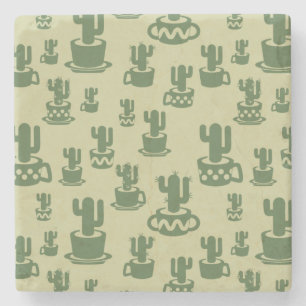 Succulus cactus silhouette i kopp och pots stenunderlägg
