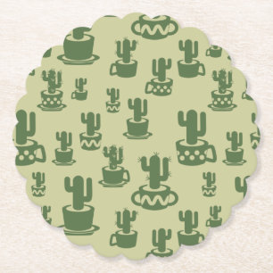 Succulus cactus silhouette i kopp och pots underlägg papper