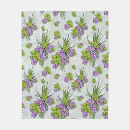 Succulus Hues of Sea Grönt & Lavender Tones Fleecefilt