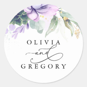 Succuly Greenery Bröllop Classic Round Sticker Runt Klistermärke