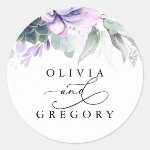 Succuly Greenery Bröllop Classic Round Sticker Runt Klistermärke