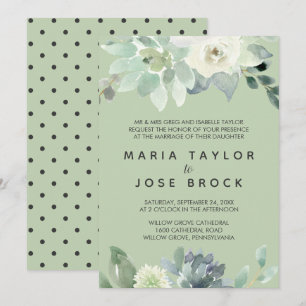 Succuly Greenery Formal Bröllop Inbjudningar