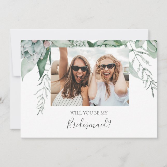 Succuly Greenery Photo Bridesmaid Frieri kort (Framsida)