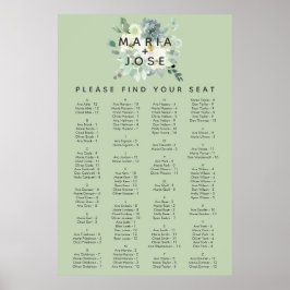 Succuly Grey Alfabetical Seating Chart Poster