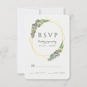 Succuly och Greenery Guld Geometric OSA Kort
