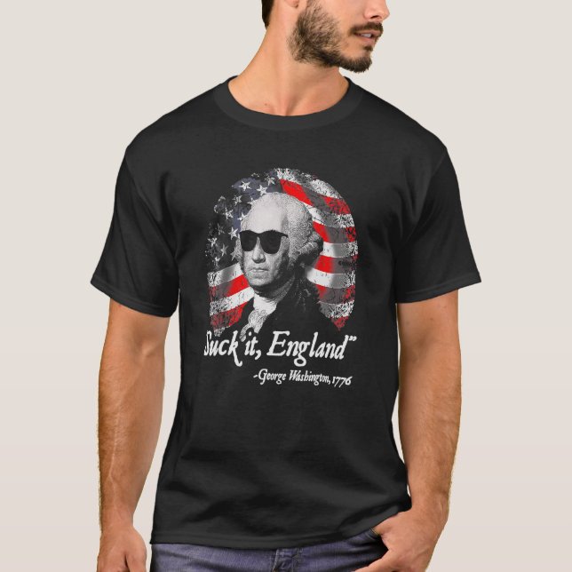 Suck den 4 juli George Washington 1776 T Shirt (Framsida)