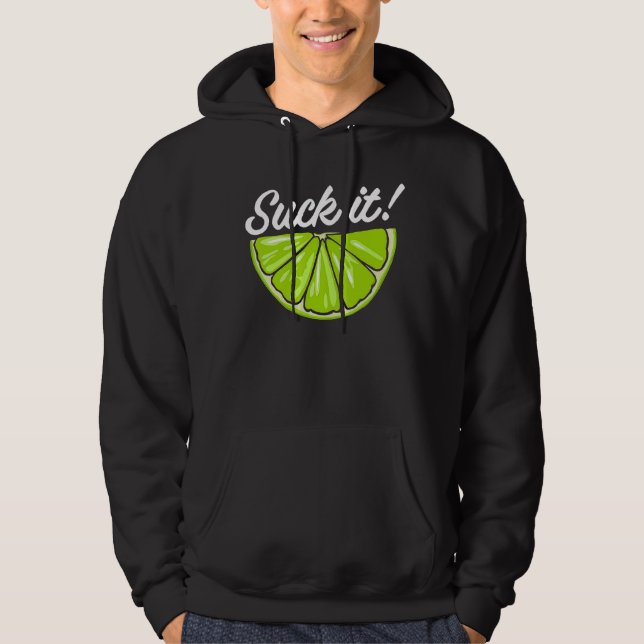 Suck den mexikanska Grönten Lime Slice Lemon Kärle Hoodie (Framsida)