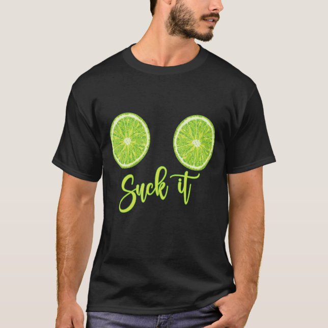 Suck den mexikanska Grönten Lime Slice Lemon Kärle T Shirt (Framsida)