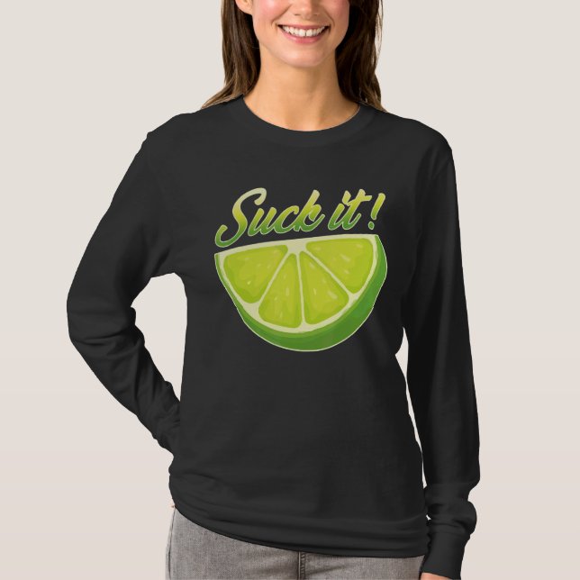 Suck den mexikanska Grönten Lime Slice Lemon Kärle T Shirt (Framsida)