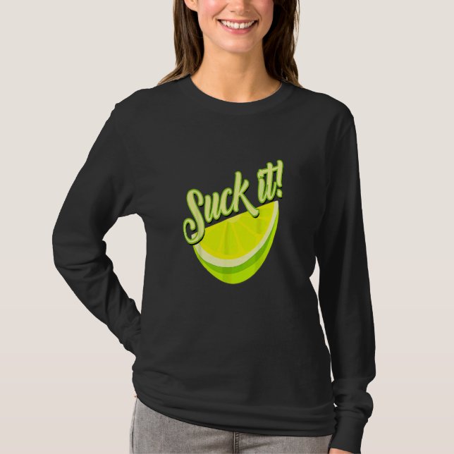Suck den mexikanska Grönten Lime Slice Lemon Kärle T Shirt (Framsida)
