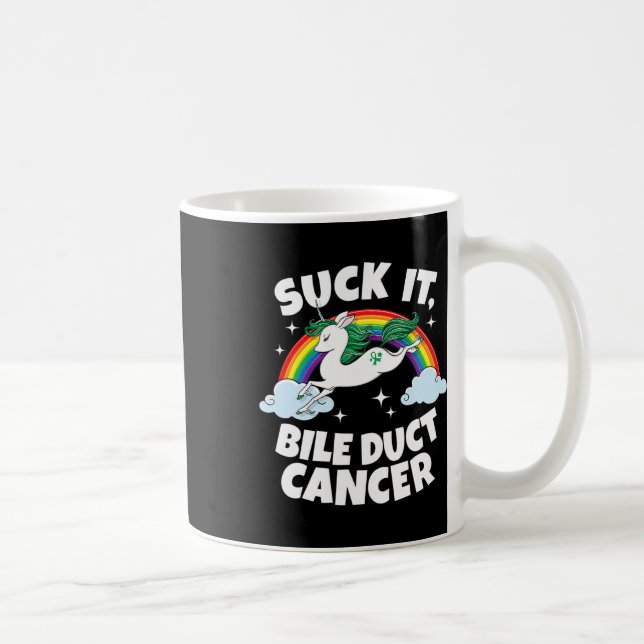 Suck it Bile Duct Cancer Roligt Citat Unicorn Rain Kaffemugg (Höger)