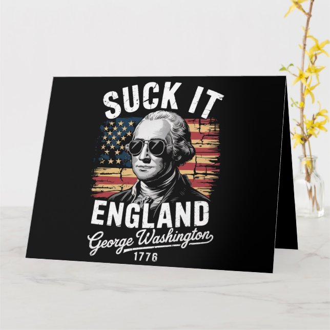 Suck It England 4 juli George Washington 1776 Kort (Gul blomma)