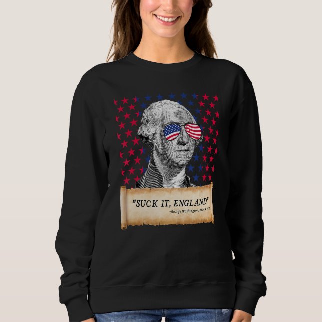 Suck It England 4th of July FUNNY George Washingto T Shirt (Framsida)