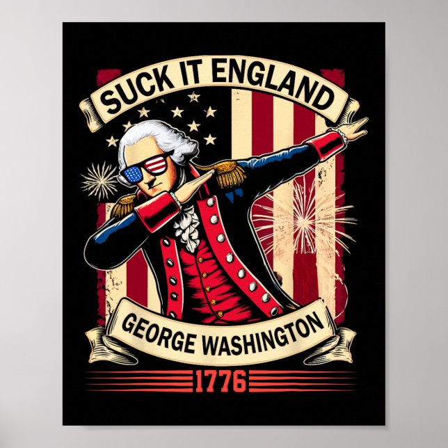 Suck It England Shirt USA flagga 4:e juli Patriot Poster (Framsidan)