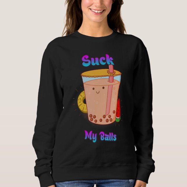 Suck min Bollar Bubble Tea Sarkastic T Shirt (Framsida)