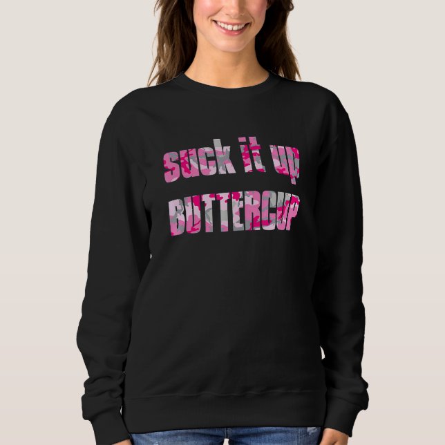 Suck upp Butterkopps Rosa Camo Gym Fitness Workout T Shirt (Framsida)