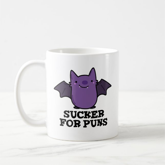 Sucker for Puns Funny Baby Fladdermus Pun Kaffemugg (Vänster)