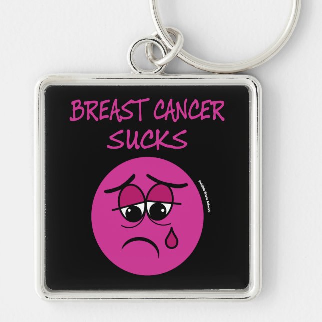 SUCKS.. bröstcancer Fyrkantig Silverfärgad Nyckelring (Framsidan)