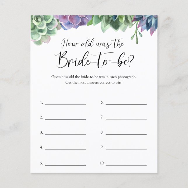 Suckulärt hur gammalt var Bride Game? (Framsida)